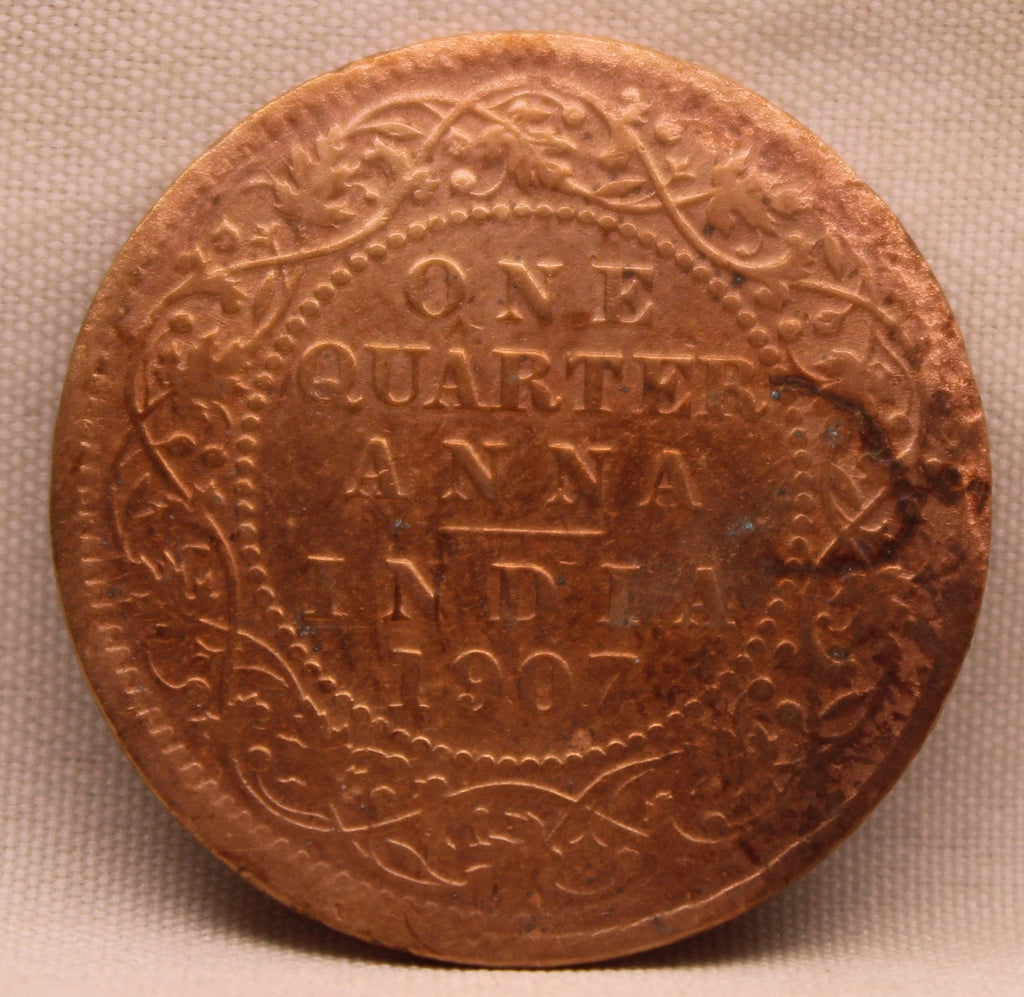 Quarter Anna 1907 Edward VII Bronze Coins