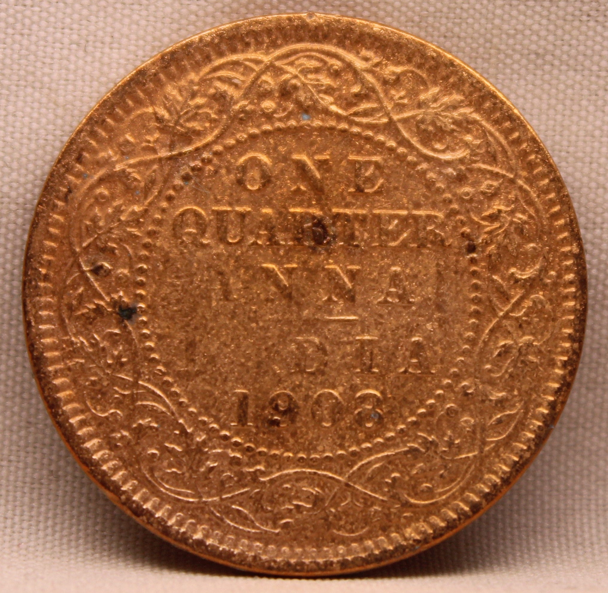 Quarter Anna 1908 Edward VII Bronze Coins