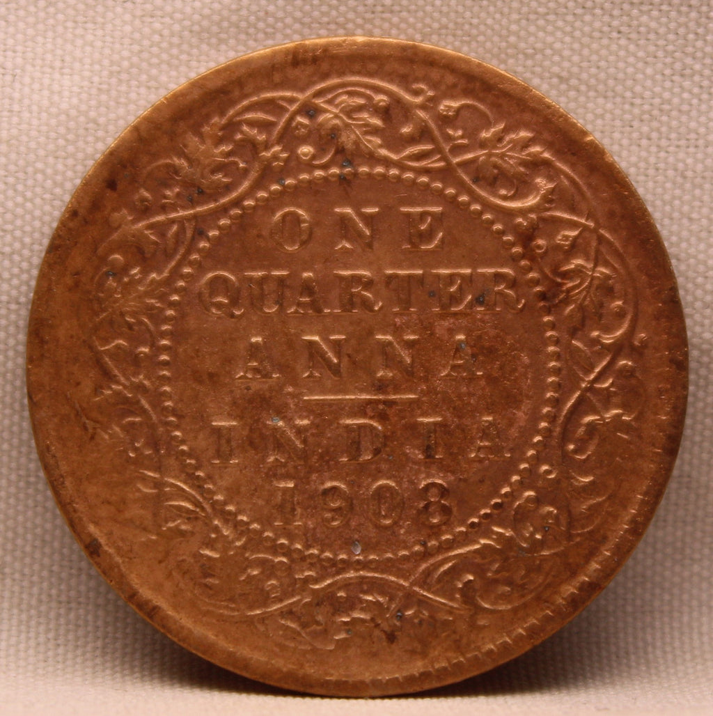 Quarter Anna 1908 Edward VII Bronze Coins