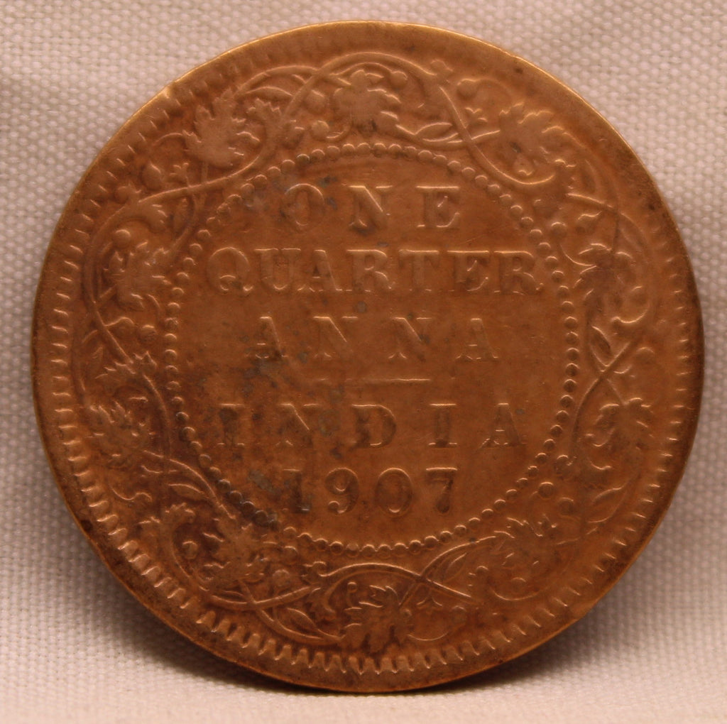 Quarter Anna 1907 Edward VII Bronze Coins