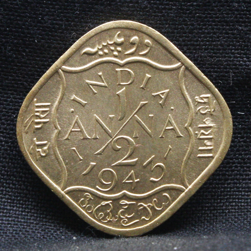 Half Anna 1943 George VI Nickel-Brass coins