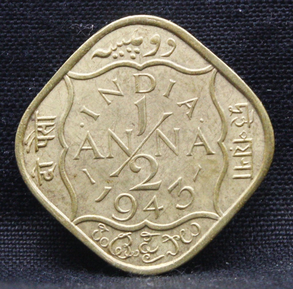 Half Anna 1943 George VI Nickel-Brass coins