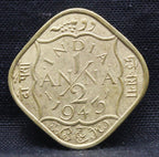 Half Anna 1943 George VI Nickel-Brass coins