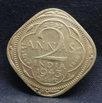 2 Annas 1943 George VI Copper-Nickel coins