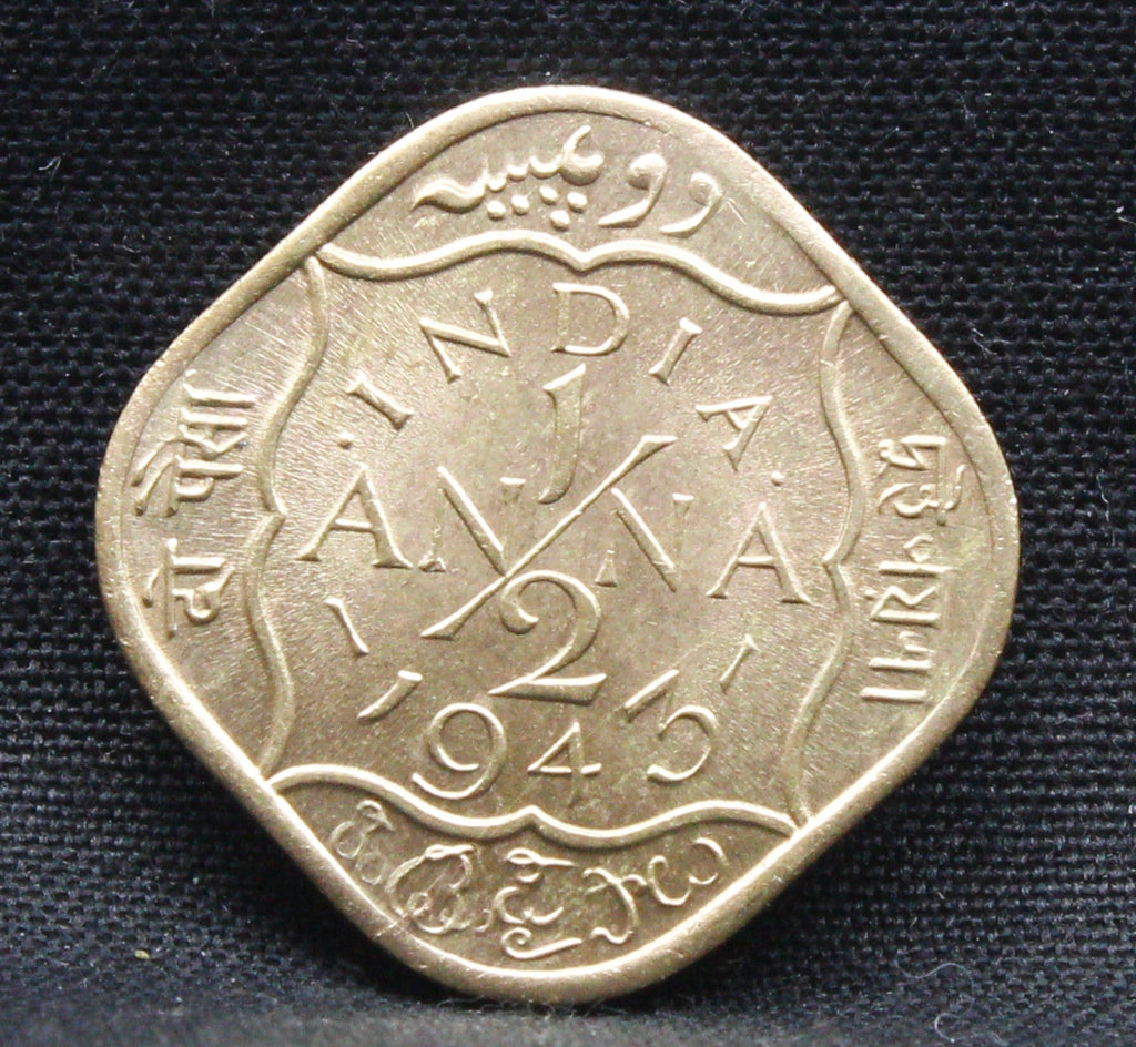 Half Anna 1943 George VI Nickel-Brass coins