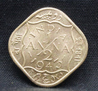 Half Anna 1943 George VI Nickel-Brass coins