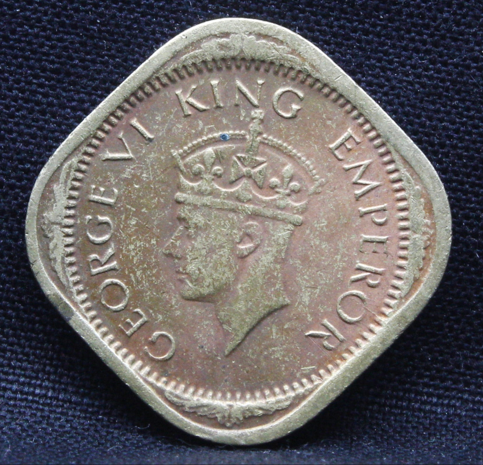 Half Anna 1943 George VI Nickel-Brass coins
