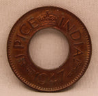1 Pice 1947 George VI Copper coins