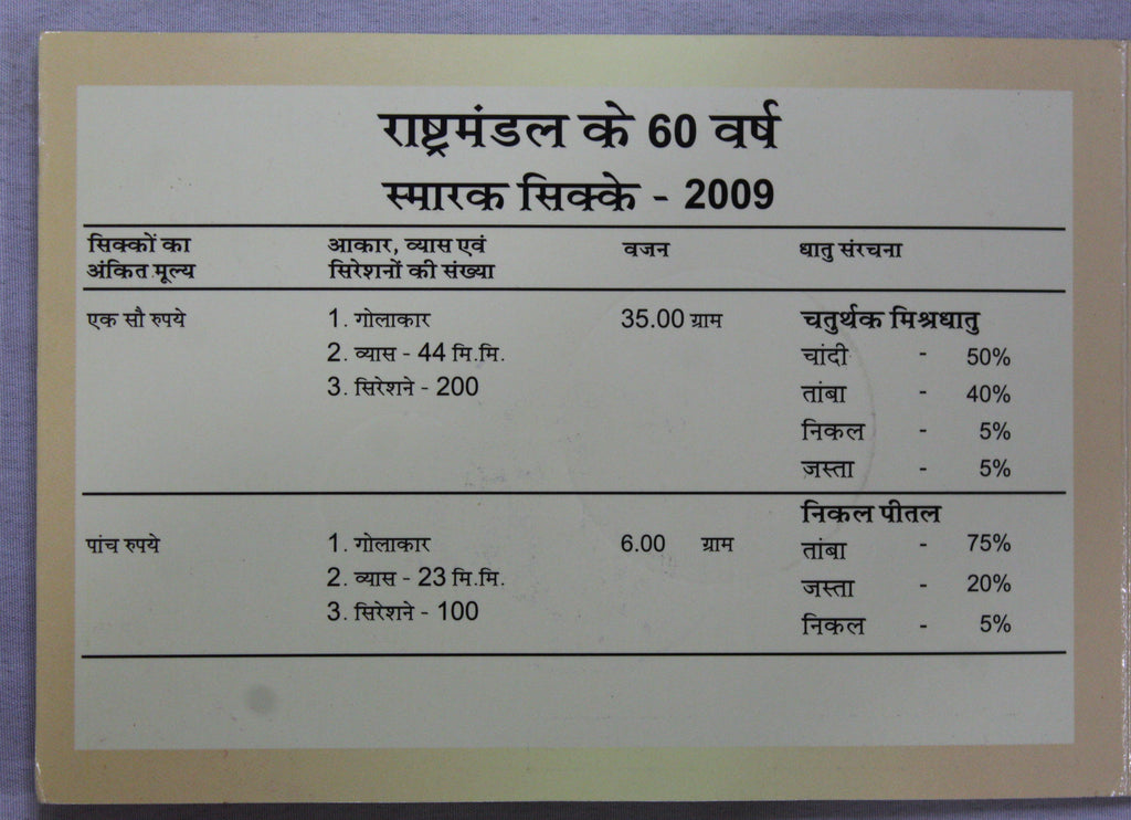60 Year of The Commonwealth Commemorative Coins - 2009 - Mumbai
