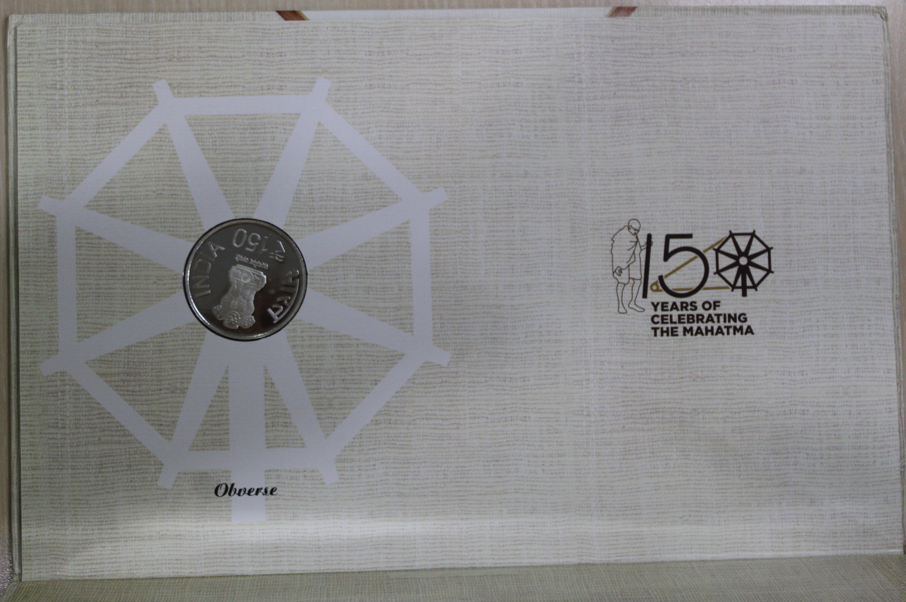 Extremely rare 2019 150 years of mahatma gandhi proof set joint issue with indian post set in orignal packing 150 rs silver coin.