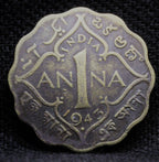 1 Anna Coin of King George VI of Calcutta Mint of 1943 Copper Nickel