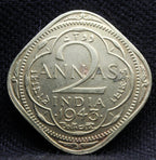 2 Annas 1943 George Vl Copper-Nickel coin