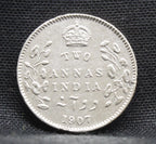 2 Annas 1907 Edward VII Silver coins