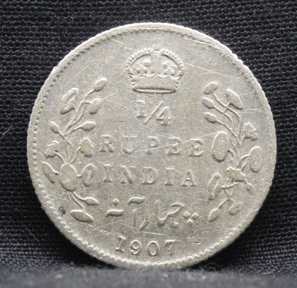 Quarter Rupees 1907 Edward VII Silver coins