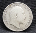 2 Annas 1907 Edward VII Silver coins