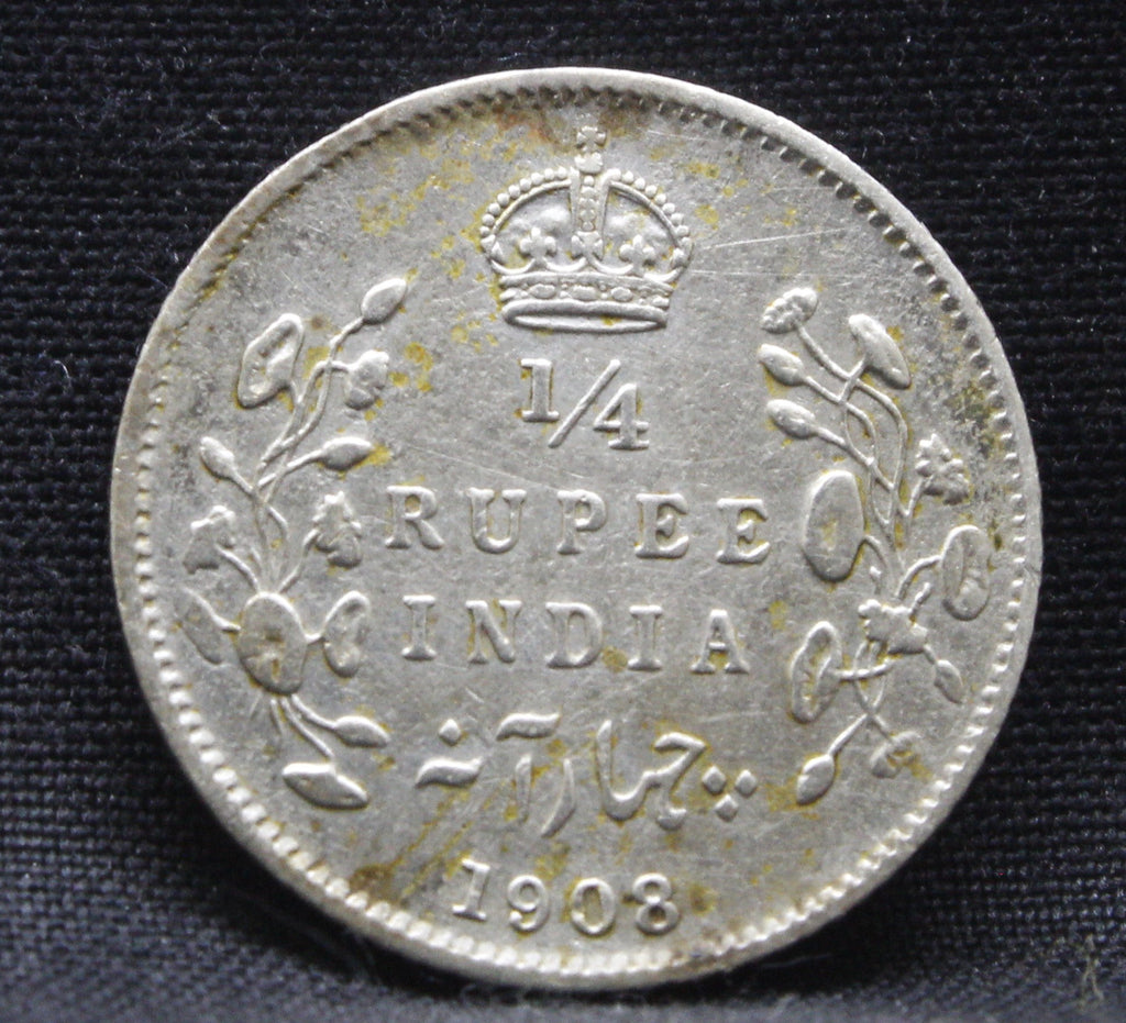 Quarter Rupees 1908 Edward VII Silver coins