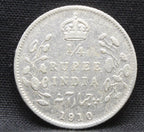 Quarter Rupees 1910 Edward VII Silver coins