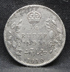 Quarter Rupees 1910 Edward VII Silver coins
