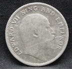 Quarter Rupees 1910 Edward VII Silver coins