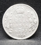 2 Annas 1910 Edward VII Silver coins
