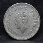 Half Rupee 1944 George VI Silver coins