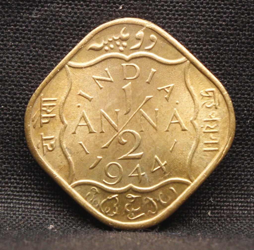 Half Anna 1944 George VI Nickel-Brass coins