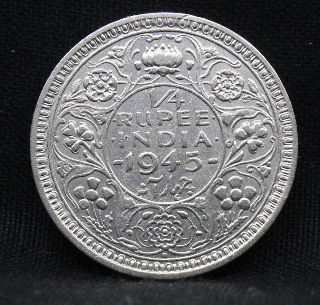 Quarter Rupee 1945 George VI Silver coins