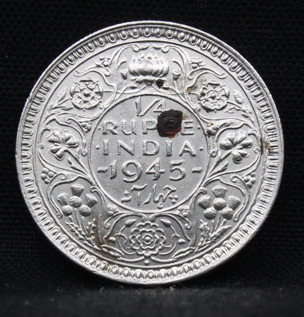 Quarter Rupee 1945 George VI Silver coins