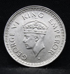 Quarter Rupee 1945 George VI Silver coins