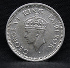 Quarter Rupee 1945 George VI Silver coins