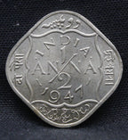 Half Anna 1947 George VI Nickel-Brass coins