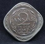 2 Annas 1947 George VI Copper-Nickel coins