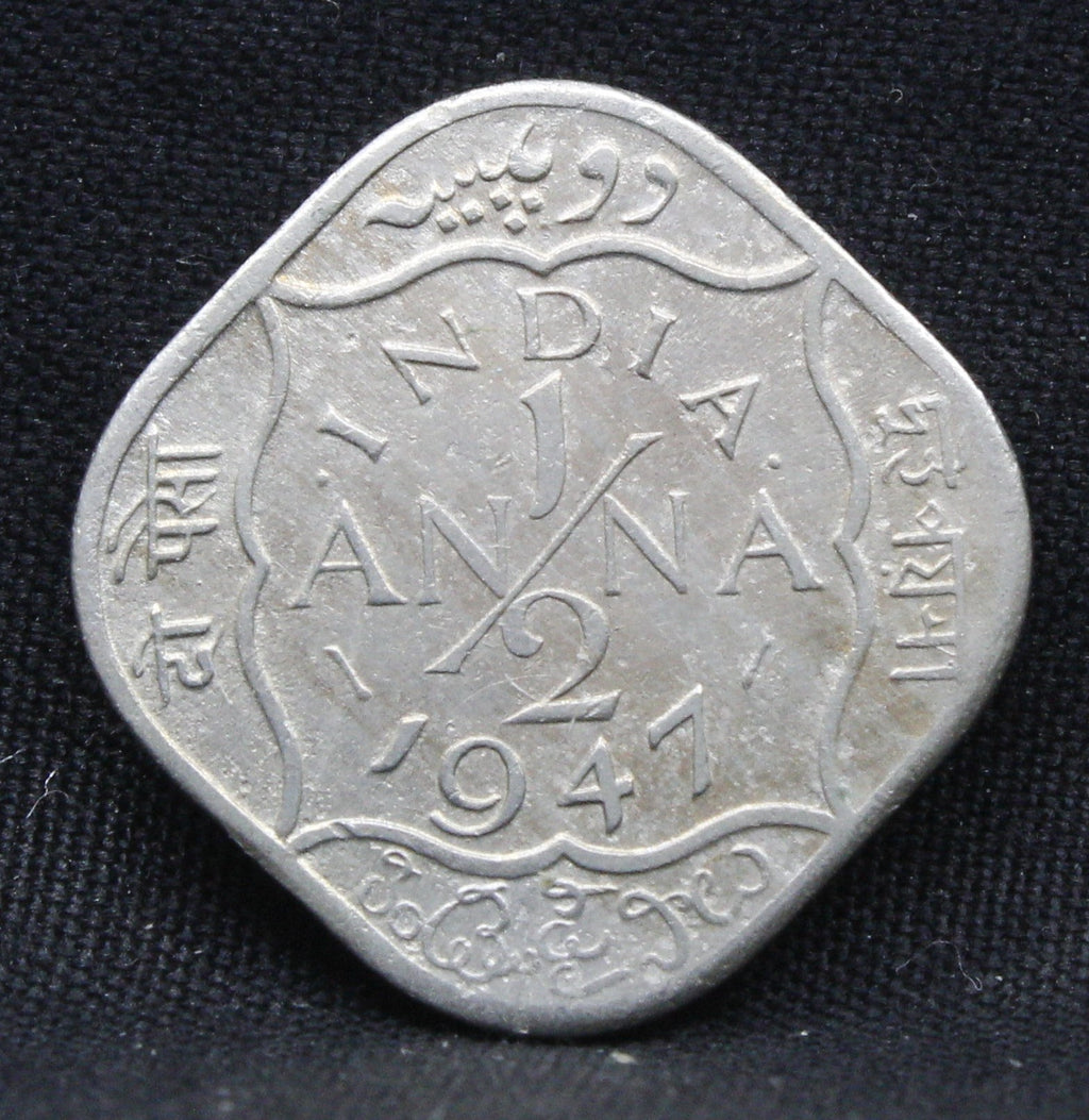 Half Anna 1947 George VI Nickel-Brass coins