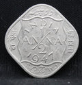 Half Anna 1947 George VI Nickel-Brass coins