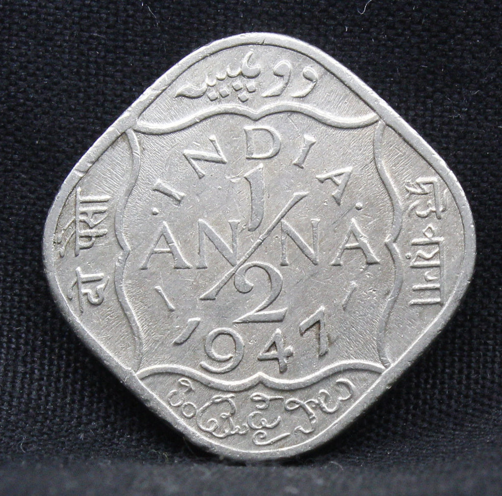 Half Anna 1947 George VI Nickel-Brass coins