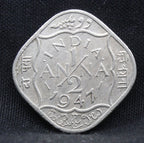 Half Anna 1947 George VI Nickel-Brass coins