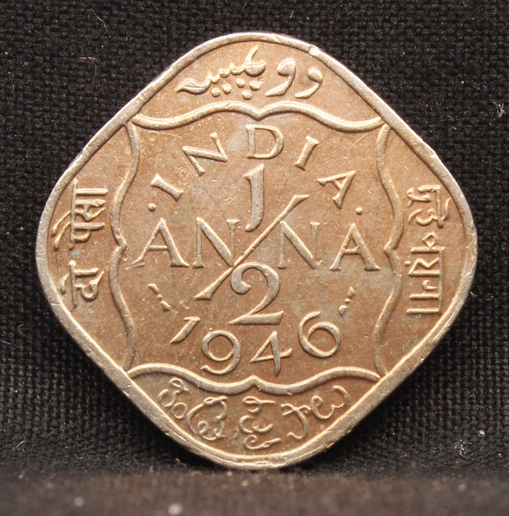 Half Anna 1946 George VI Nickel-Brass coins