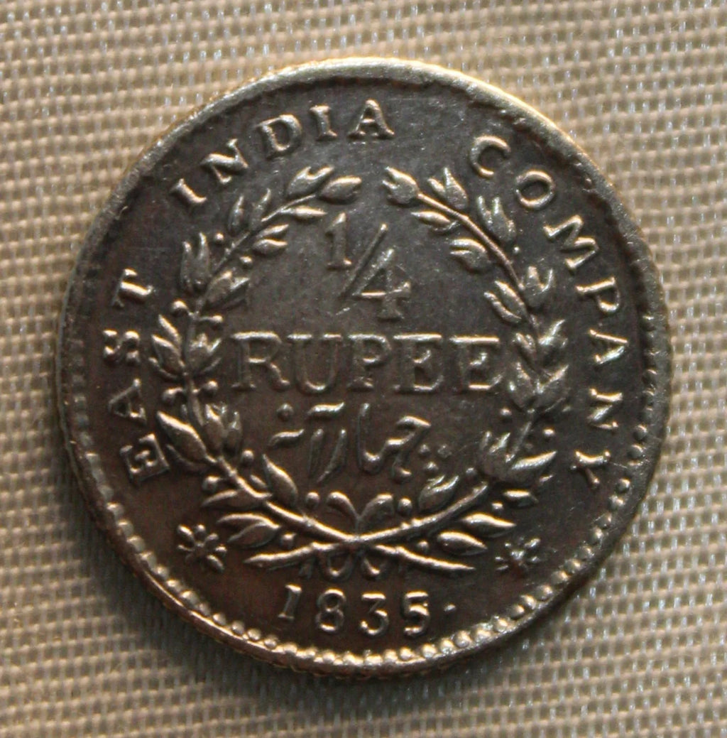 Quarter Rupee East India Company 1835 AUNC