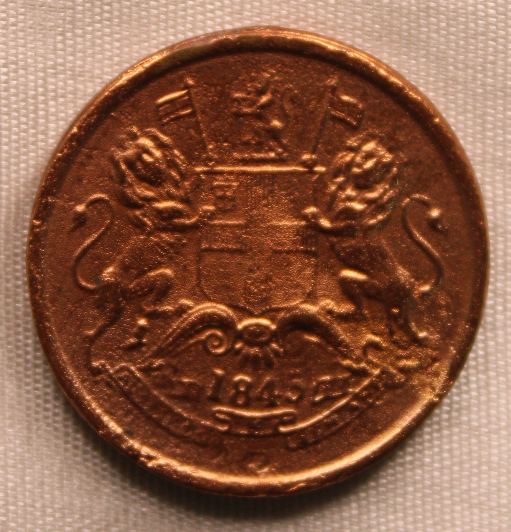 Half Anna East India Company 1845 AUNC