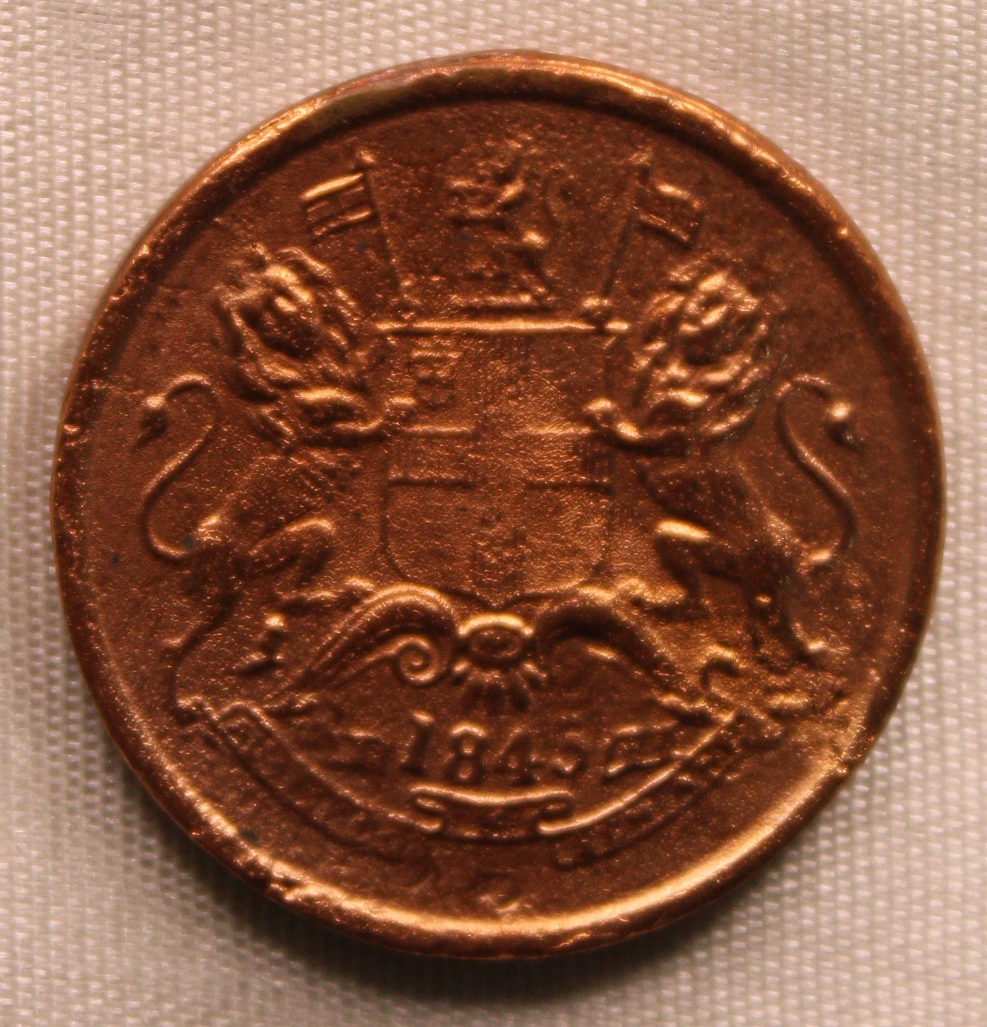 Half Anna East India Company 1845 AUNC
