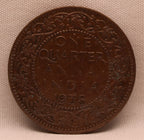 Quarter Anna 1938 George VI Copper coins