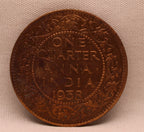 Quarter Anna 1938 George VI Copper coins