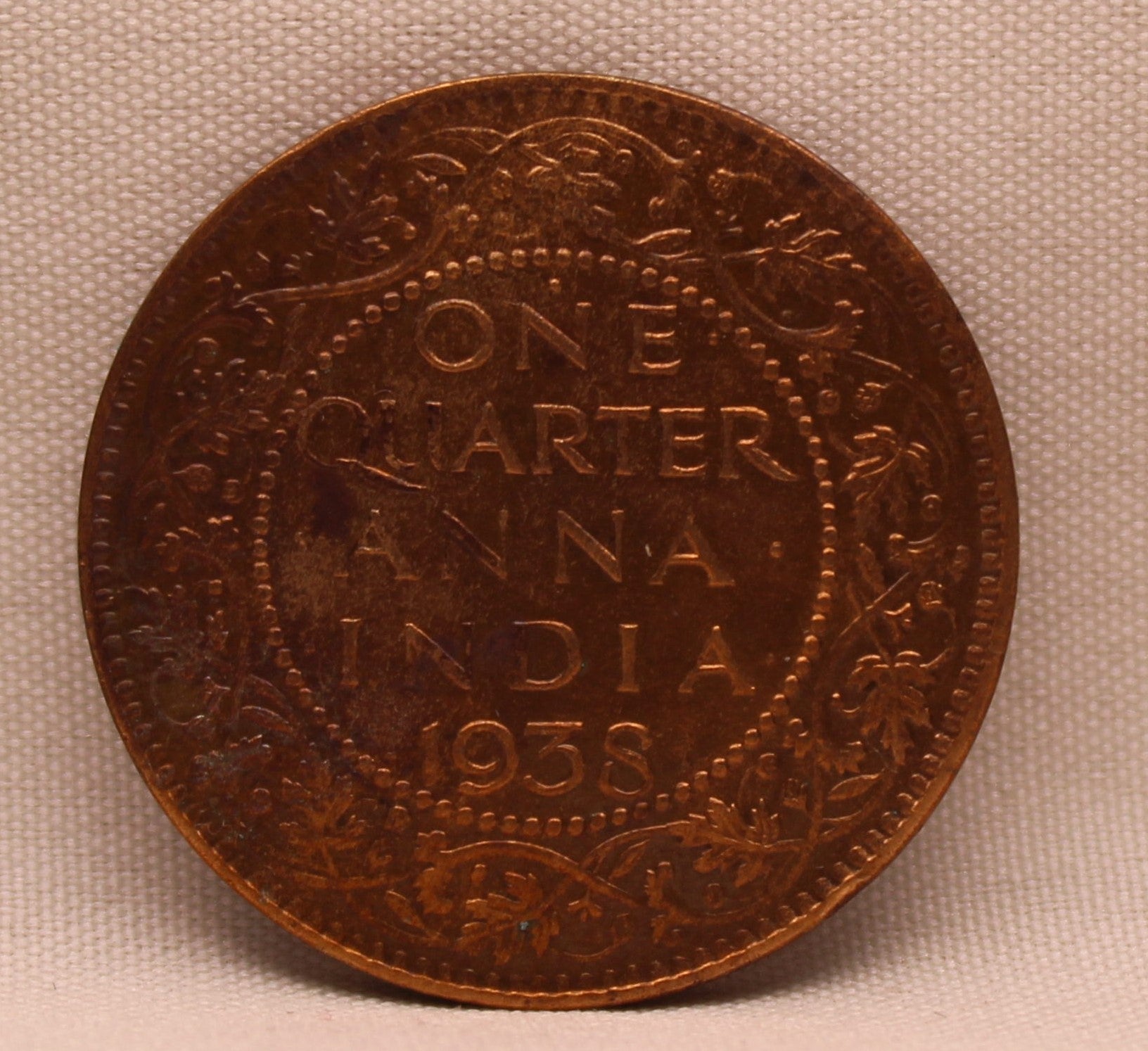 Quarter Anna 1938 George VI Copper coins