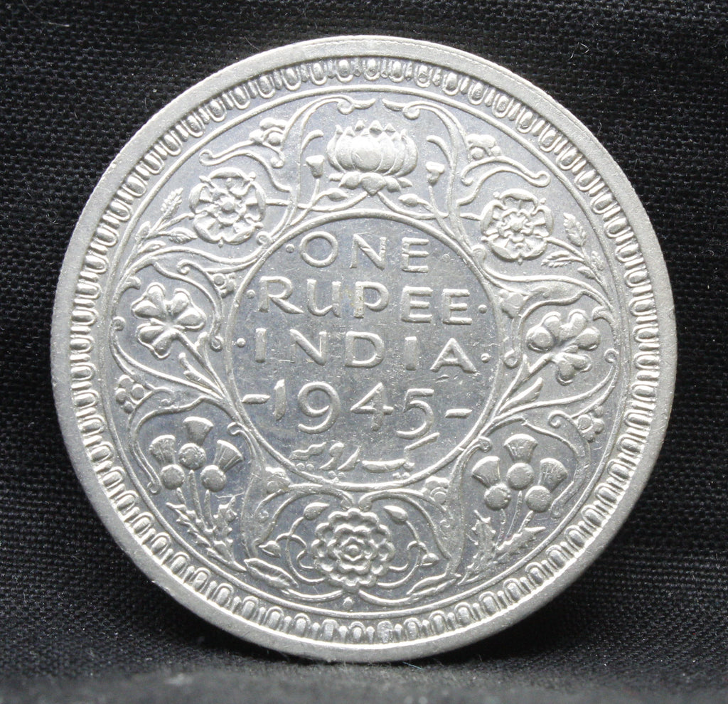LARGE V 1945 Bombay Mint George VI One Rupee Silver coins
