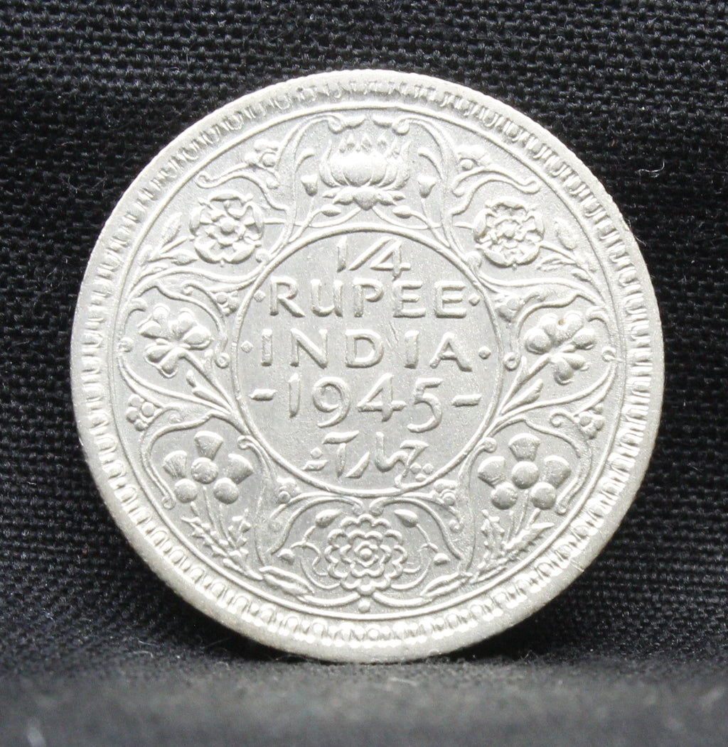 Quarter Rupee 1945 George VI Silver coins
