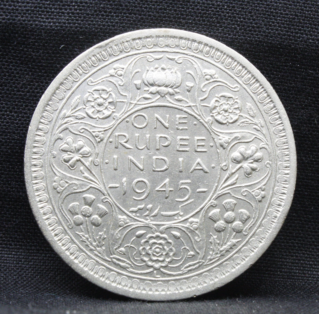 LARGE V 1945 Bombay Mint George VI One Rupee Silver coins