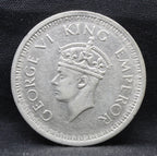 LARGE V 1945 Bombay Mint George VI One Rupee Silver coins