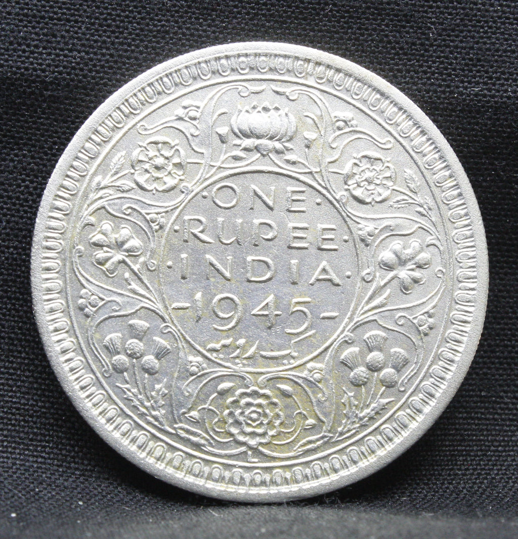 LARGE V 1945 Lahore Mint George VI One Rupee Silver coins