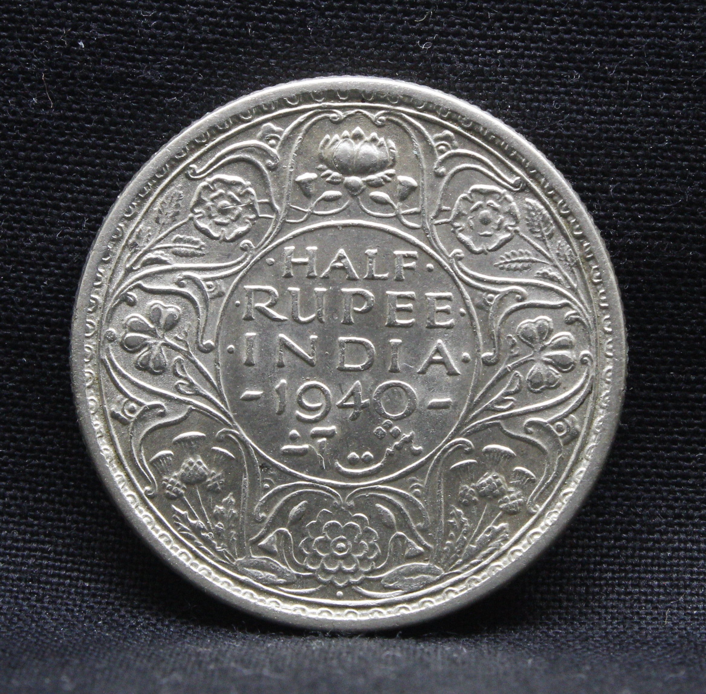 Half Rupee 1940 George VI Silver coins