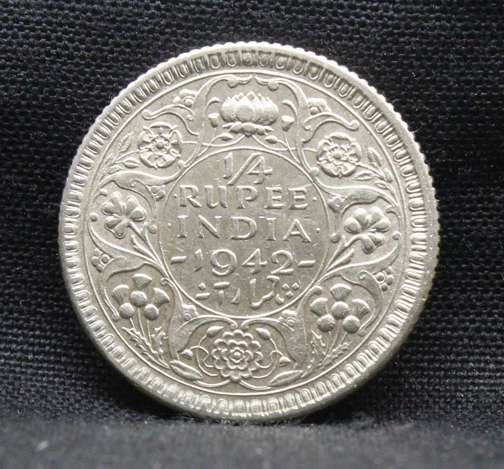 Quarter Rupee 1942 George VI Silver coins